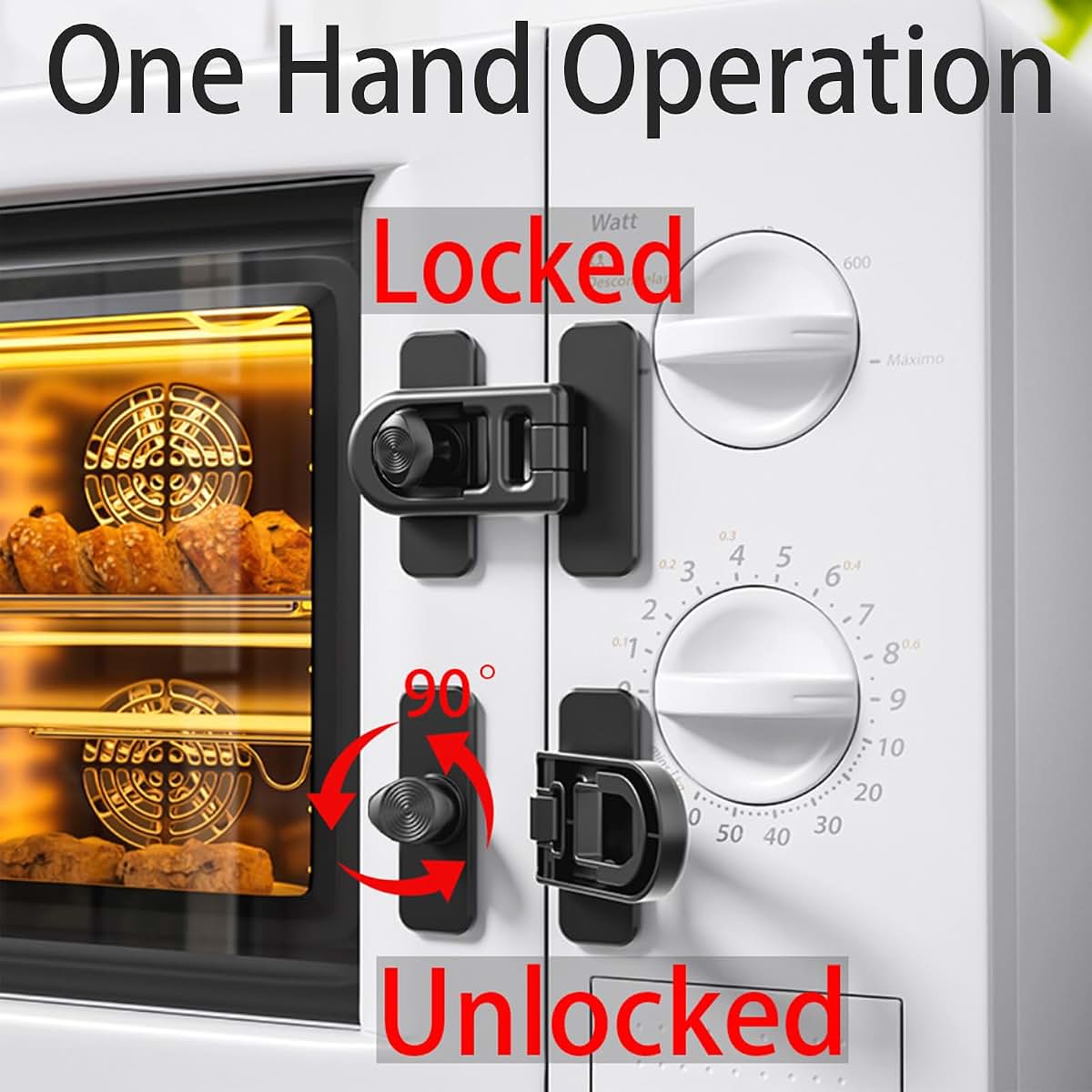 Bstsilver Child Safety Refrigerator Lock, 180° Swivel One-hand Lock