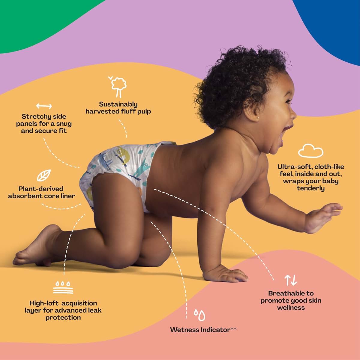 Hello Bello Premium Baby Diapers Size 6, 17 Count, Sleepy Sloth Design