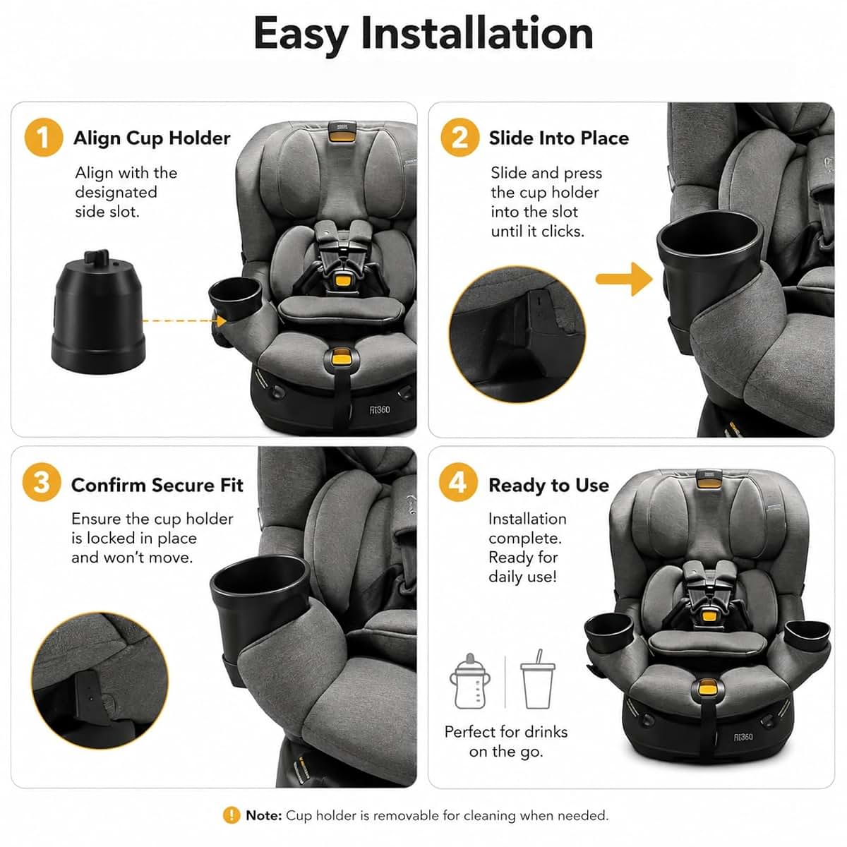 Meldrynox Cup Holder Replacement Compatible with Chicco Fit360 Car Seat (photo 2)