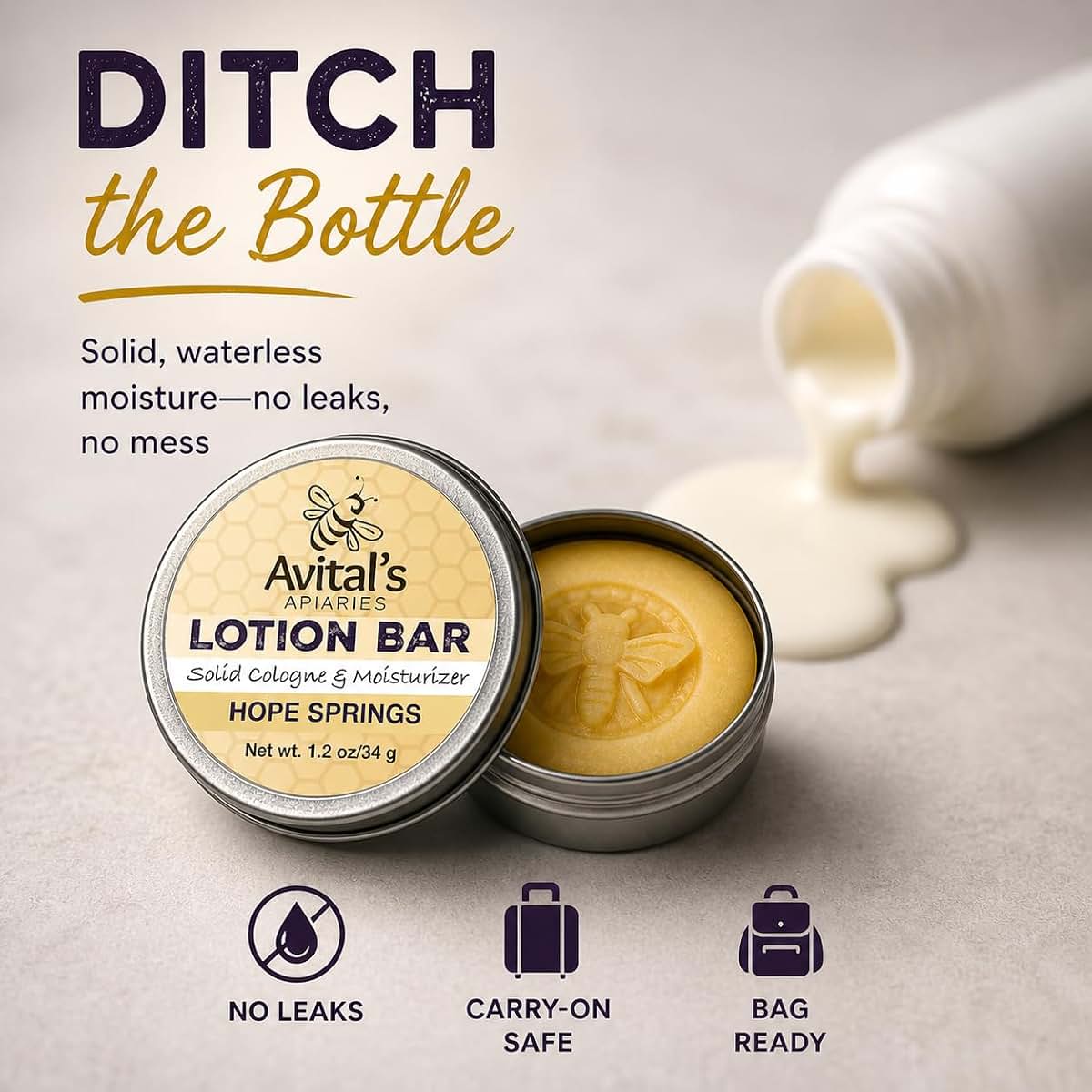 Avital's Apiaries Solid Lotion Bar In Tin - Hope Springs (photo 3)