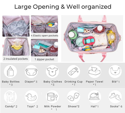 Bhafem Convertible Diaper Bag Tote