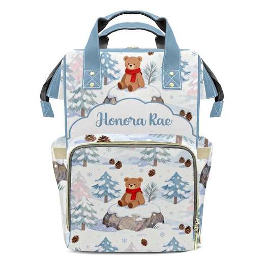 Joyestore Personalized Little Bear Snow Custom Mom Bag with Name,Dad and Mom Diaper Backpack for Baby Boys