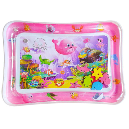 ZHUYNXIR Tummy Time Water Play Mat for Babies 3-24 Months, Inflatable PVC with Floating Toys, Pink, 27.5 x 20 in