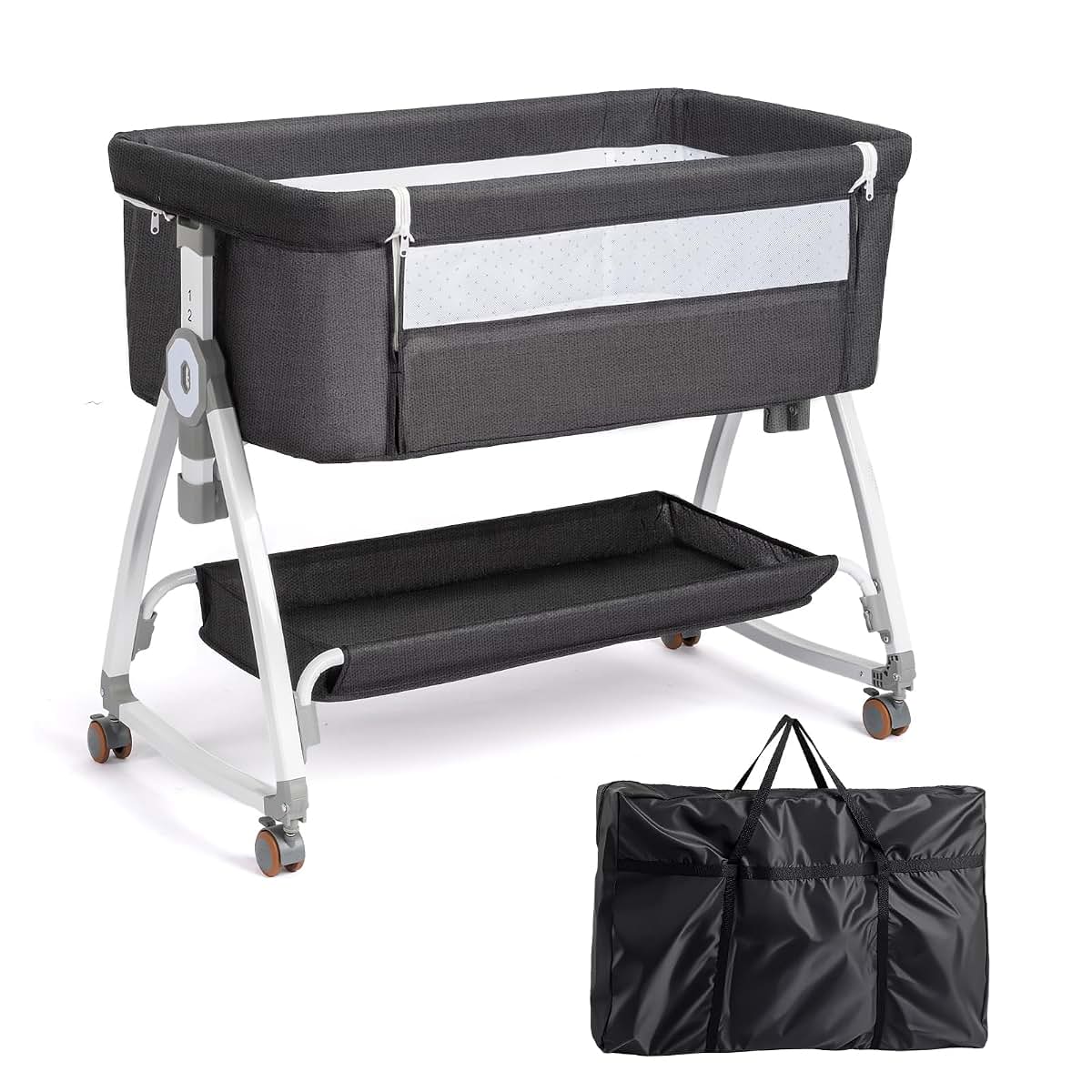 JOYMOR 3-in-1 Bedside Baby Bassinet, 6 Height Adjustable