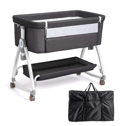 JOYMOR 3-in-1 Bedside Baby Bassinet, 6 Height Adjustable