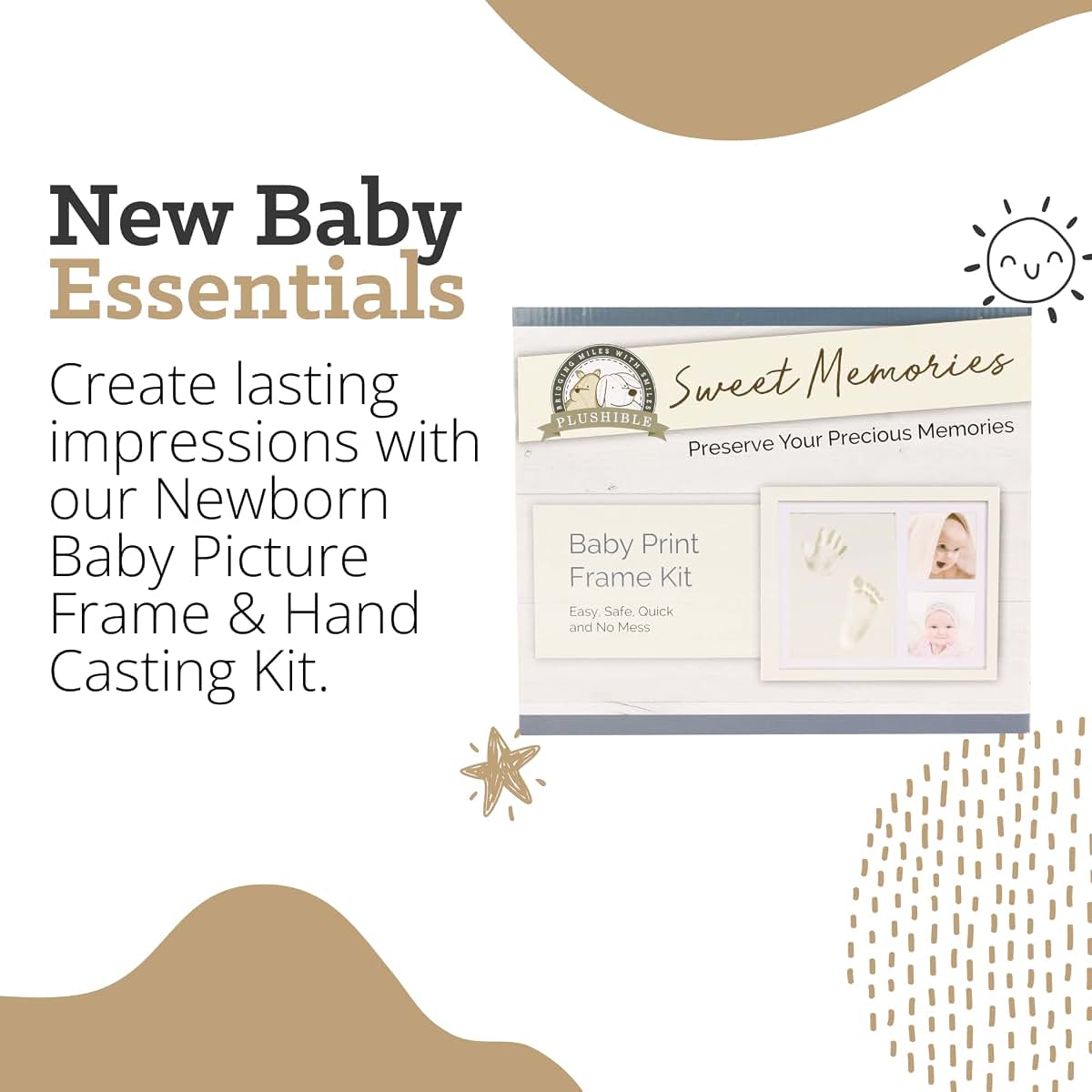 PLUSHIBLE Baby Hand And Footprint Kit, White Frame, Keepsake (photo 2)