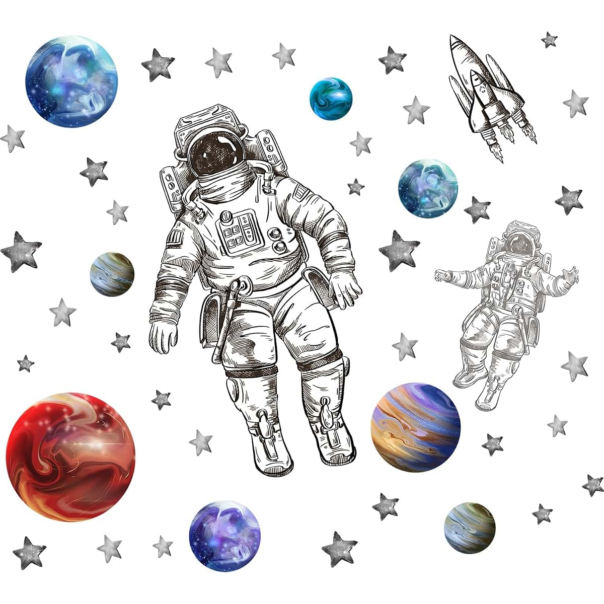 Astronaut Wall Decals: Removable Vinyl Space Art for Kids' Rooms