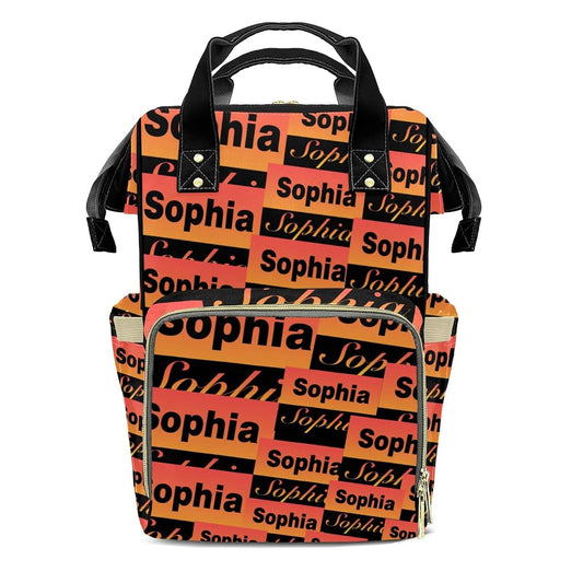 TailorYYCustomZ Custom Name Diaper Bag, Gradient Orange Waterproof Insulated Baby Bag, Mommy Nursing Bags, Personalized