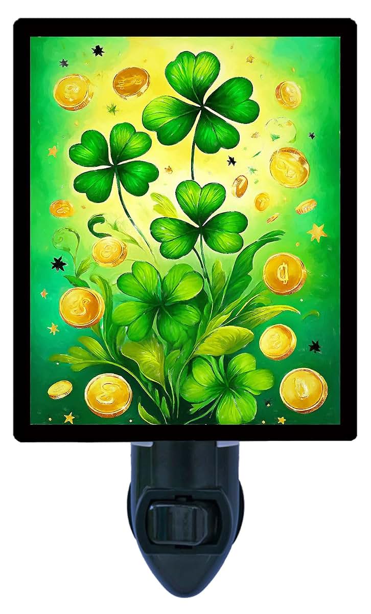 Night Light Designs LED Night Light Clovers And Coins St. Patrick's Day Theme Design