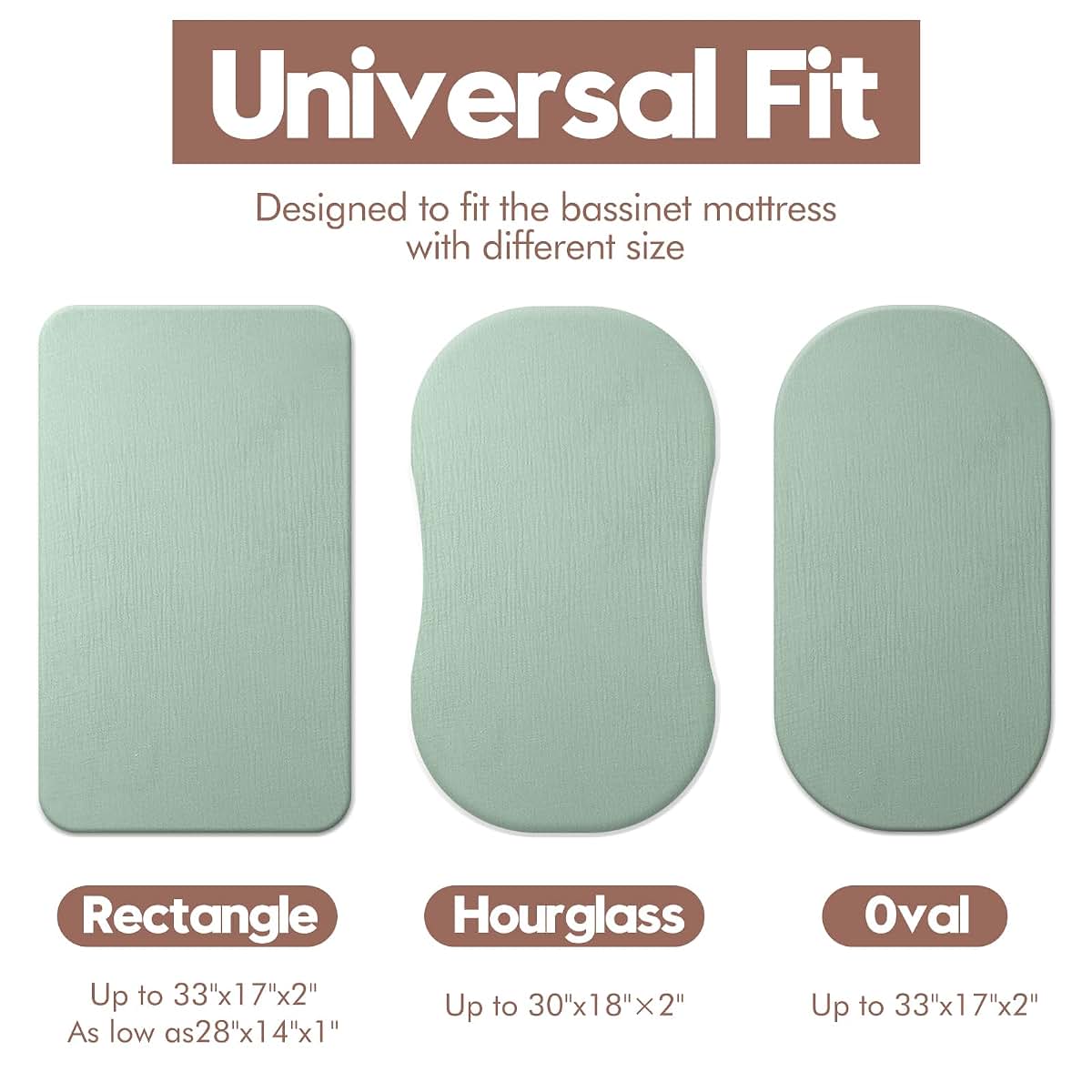 Muslin Bassinet Sheets for Baby - Soft Cotton 2 Pack Fitted Crib Sheets