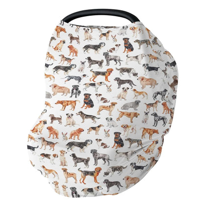 Watercolor Dogs Stretchy 5-In-1 Car Seat Nursing Cover
