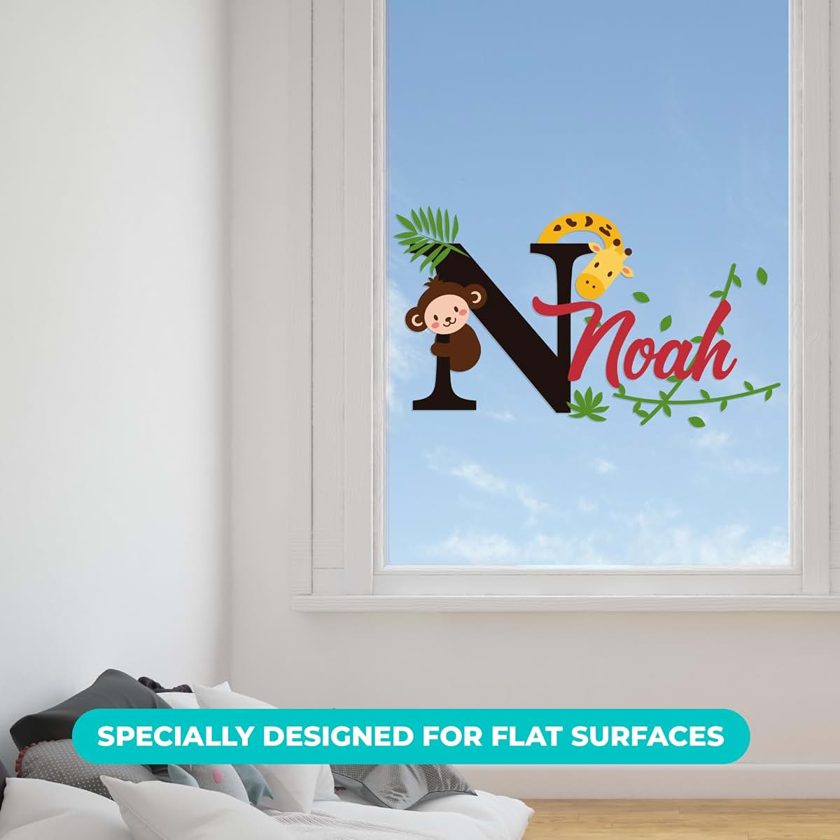 e-Graphic Design Inc Personalized Monkey & Giraffe Wall Decals for Nursery