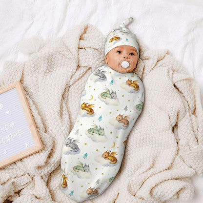 Dragon Print Swaddle Blanket Set for Newborns