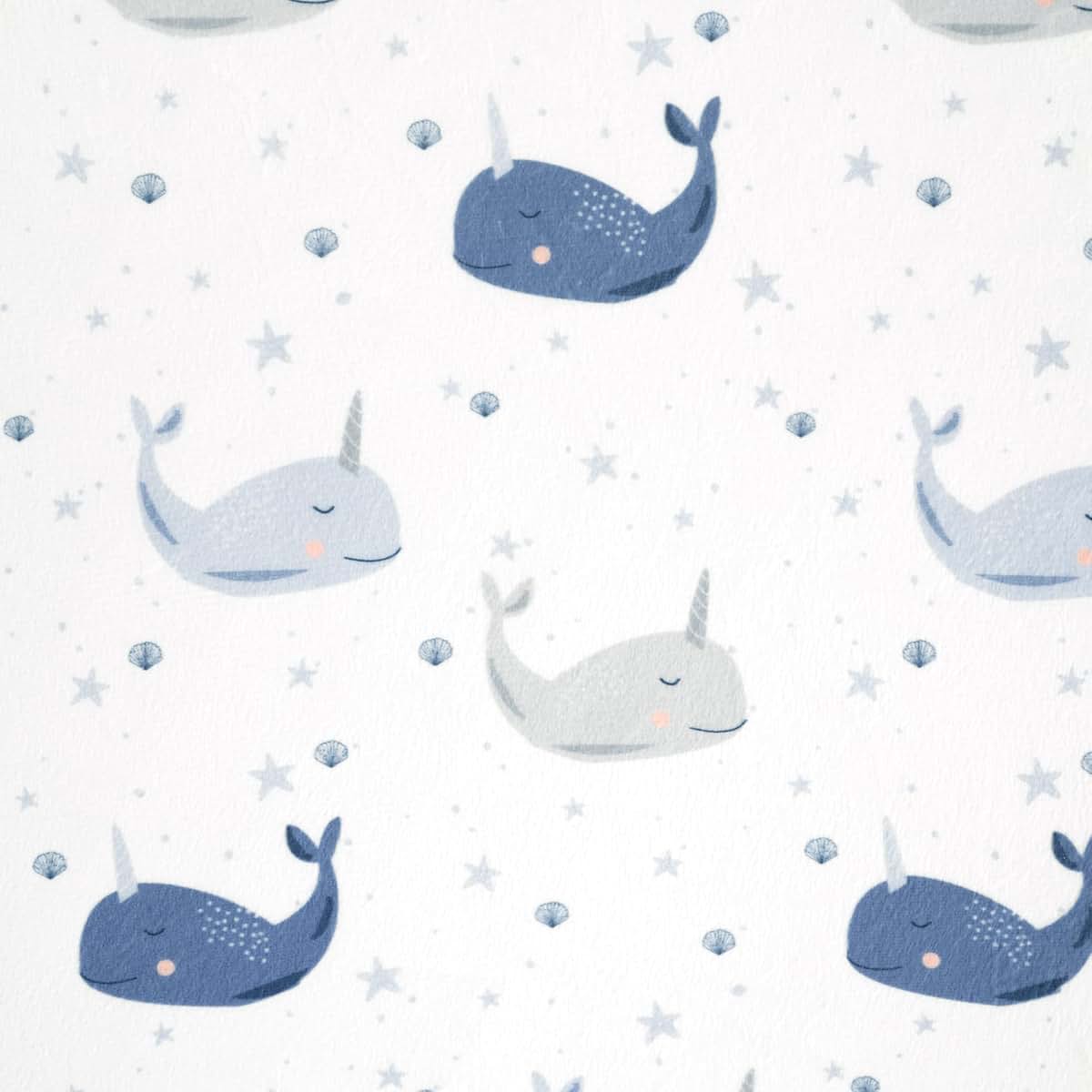 Lush Decor Narwhal Starfish Soft & Plush Changing Pad Cover, 32" x 16" x 5", Blue & Gray (photo 2)