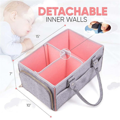 iKenta Felt Baby Diaper Organizer, Nursery Storage Bin Car Organizer for Diapers and Baby Wipes,Baby Caddy organizer (photo 3)