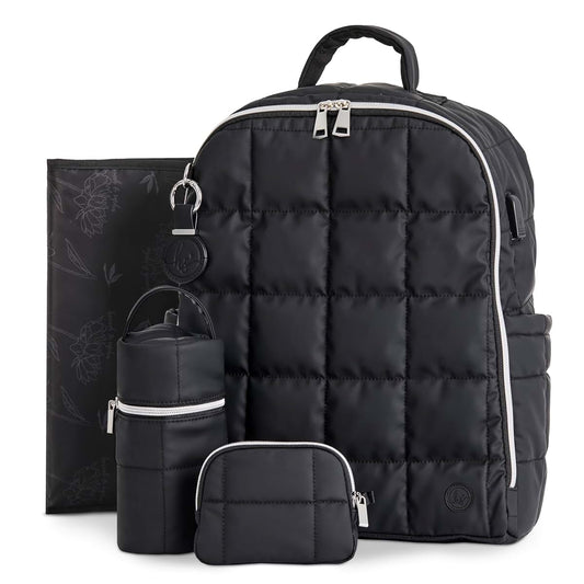 Hannah&Sophia Hannah & Sophia North Travel Diaper Backpack, 5-Piece Baby Bag Organizer Set with USB-C Charging Port