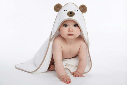 Midnight Warm Organic Baby Hooded Bath Towel 30x30 Inch - Bear