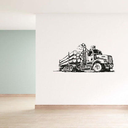 All Things Valuable Logging Truck Monster Truck Wall Sticker Art Decal (14x20 Inch)