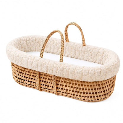 Ababy Cuddles & Kisses Moses Basket with Mattress & Beige Sherpa Liner