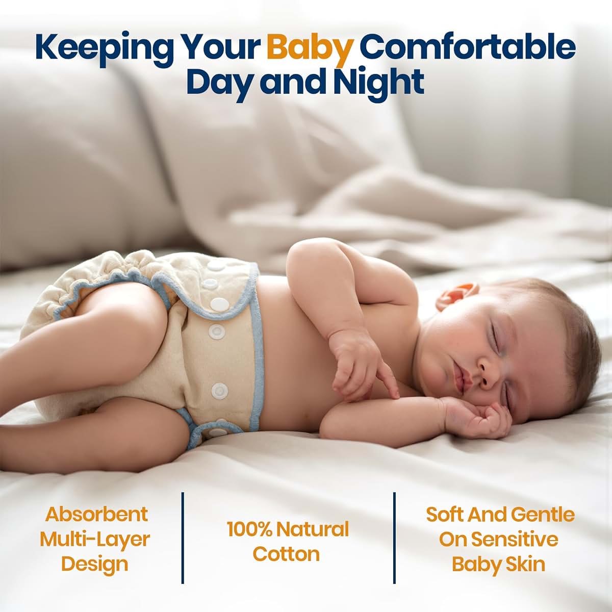 Linteum Textile Supply Linteum Textile Fitted Cloth Diapers with Snap Closures – 100% Cotton, Adjustable Snaps (photo 3)