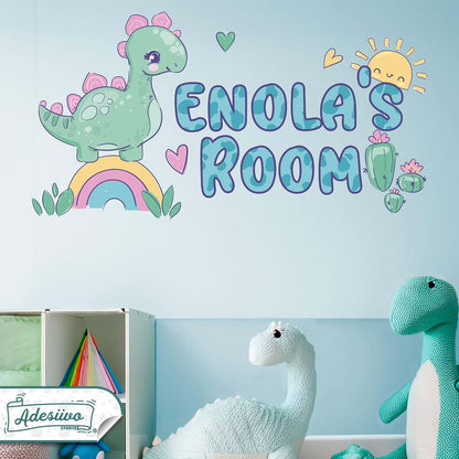 AdesiivoStudio Custom Dinosaur Wall Decal With Personalized Name