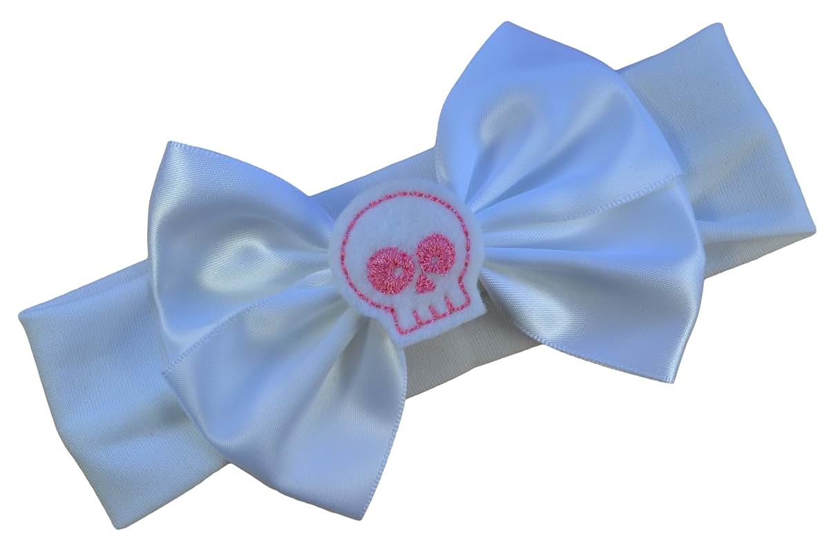 Funny Girl Designs Felt Skull Satin Bow Headband