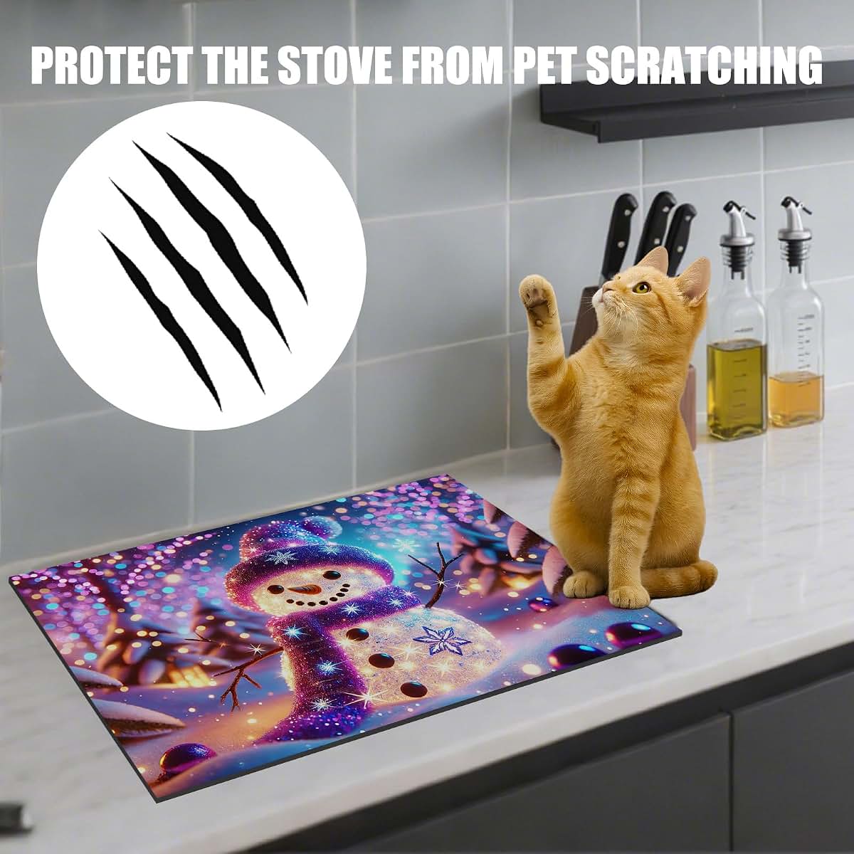 Nuxovilar Cute Snowman Stove Cover, Polyester and Diatom Mud, 28.35x20.47 In