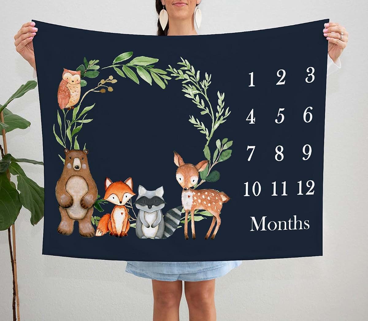 Popfavors Woodland Baby Monthly Milestone Fleece Blanket with Marker (photo 2)