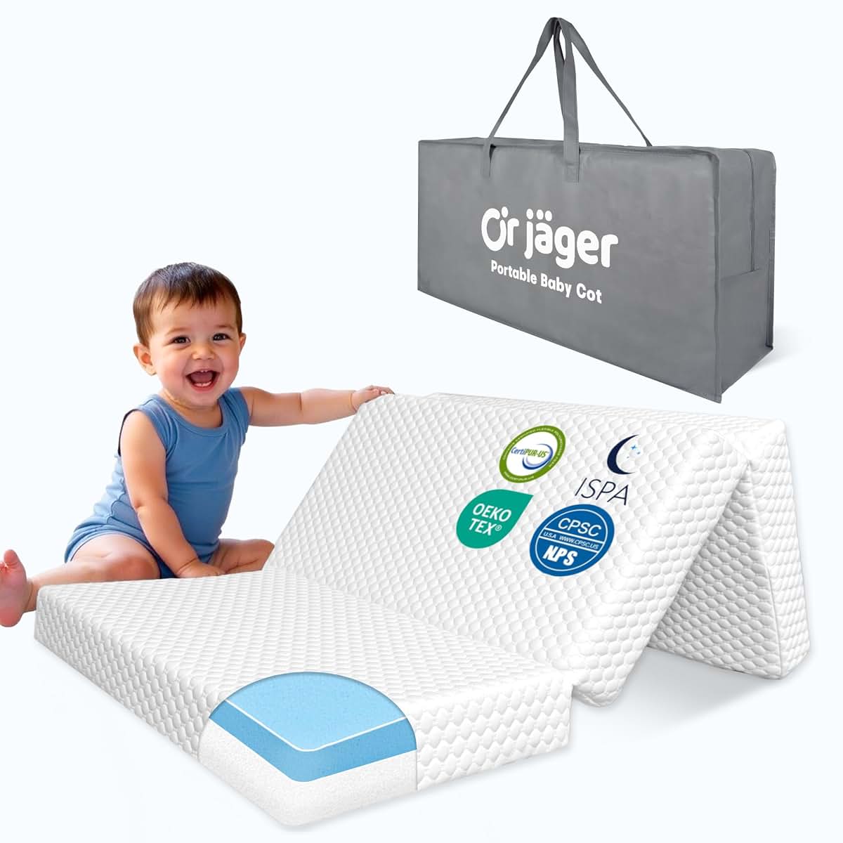 OR Jäger Dual-Sided Trifold Pack and Play Mattress