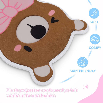 YooxArmor Baby Bath Pad - Washer-Safe Bear Seat, Non-Slip Cushion for Newborns to 6 Months+, Brown