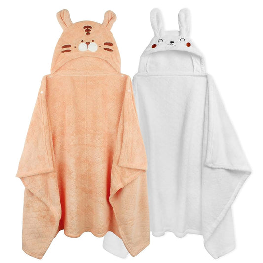 FUBANRAY Toddler Towels with Hood Kids Hooded Bath Towel Baby Hooded Towel for Toddlers 0-5 Years, 2-Pack Absorbent