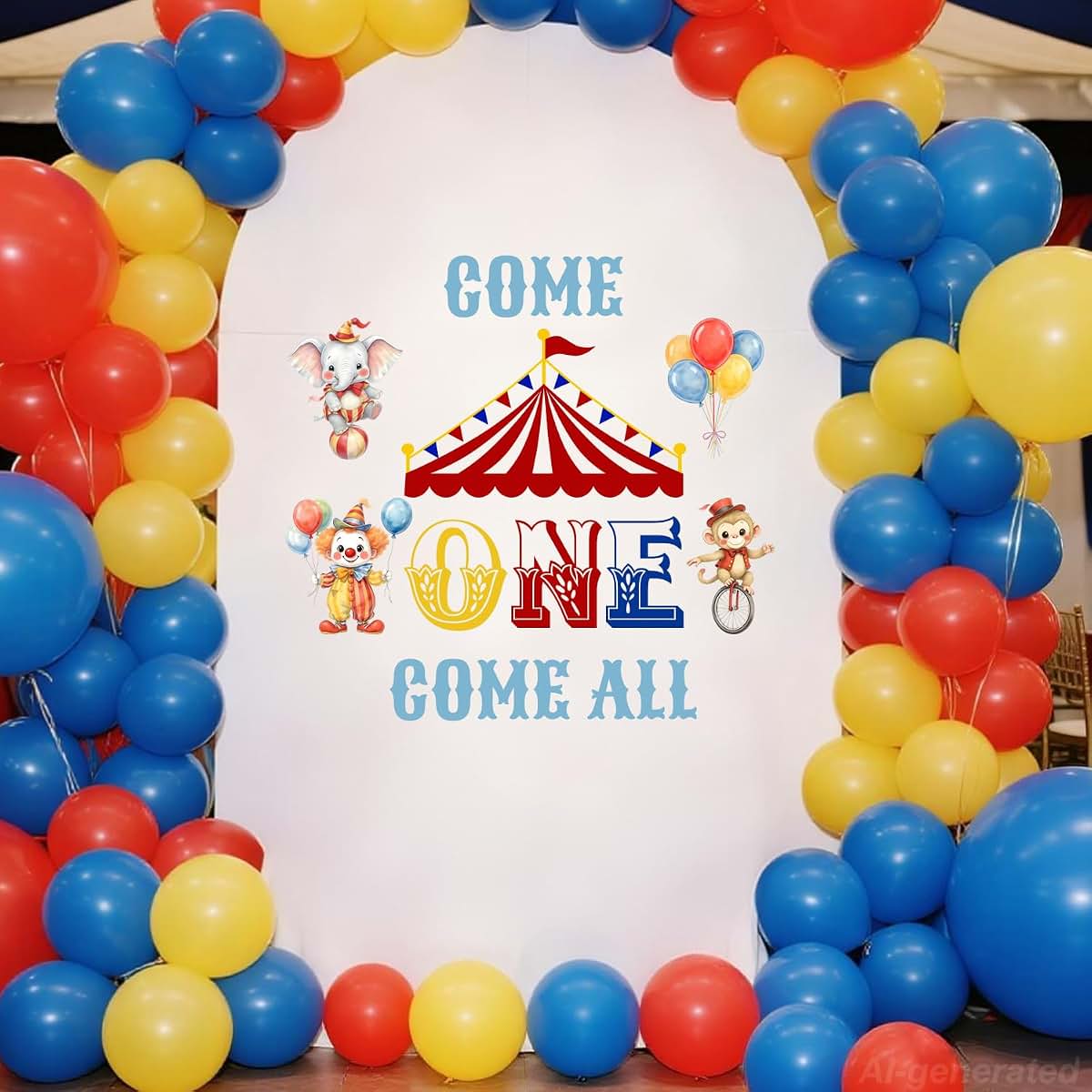 LANKBACK Come One Come All Circus 1st Birthday Decal, 10 in