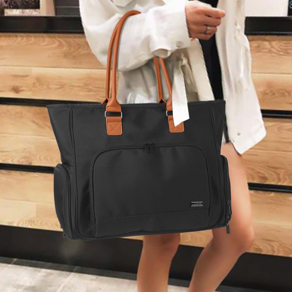 Luxja Breast Pump and Laptop Tote with Milk Cooler Bag