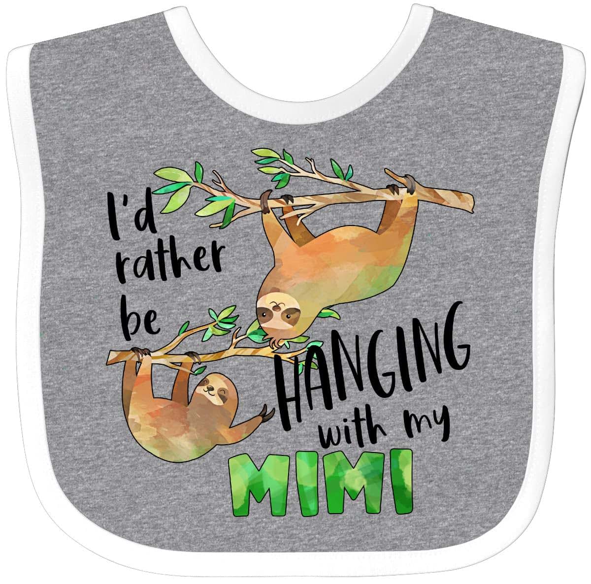 Inktastic Id Rather Be Hanging with My Mimi Cute Sloths Baby Bib