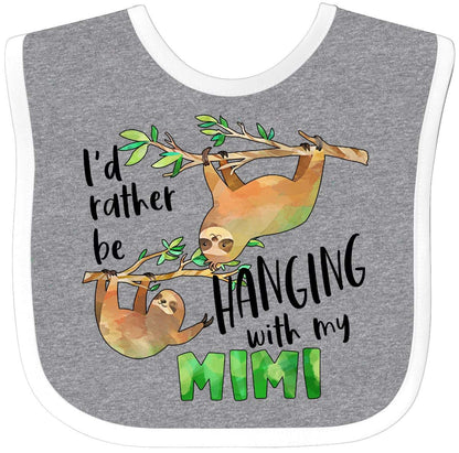 Inktastic Id Rather Be Hanging with My Mimi Cute Sloths Baby Bib