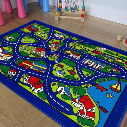 Champion City Roads Map Play Rug For Kids Rooms And Playrooms