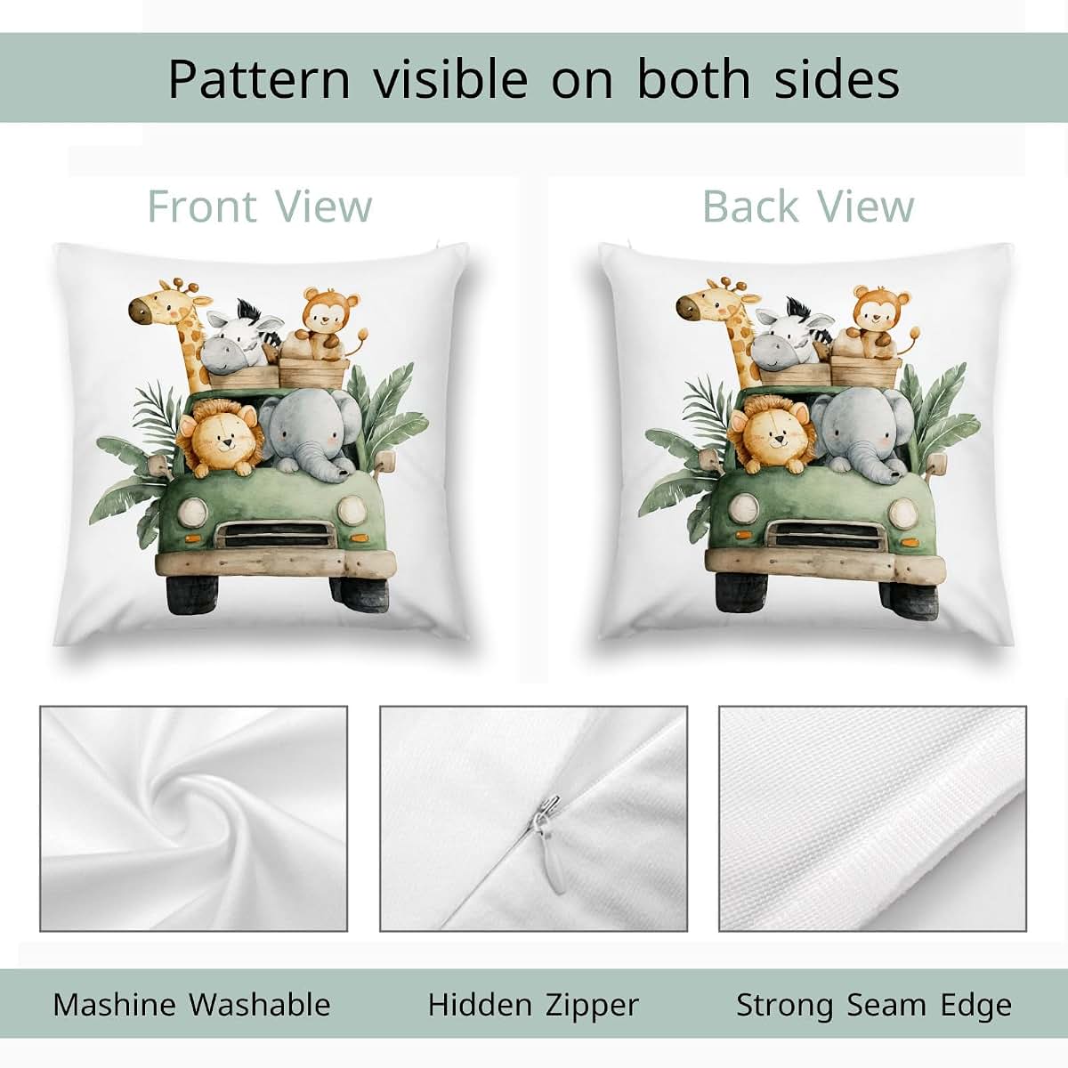 HawSkgFub Safari Animal Print Throw Pillow Cover for Nursery Decor