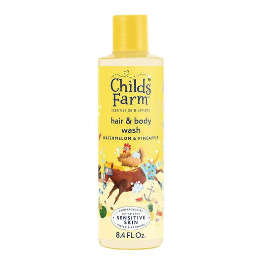 Childs Farm Kids Hair and Body Wash for Dry Sensitive Skin, Watermelon & Pineapple, 8.4 Fl Oz