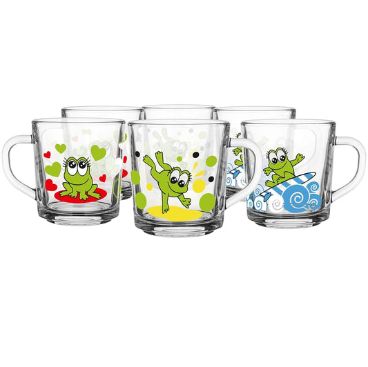 Glasmark KROSNO 1992 Glasmark Krosno, 220 ml, set of 6, children's glasses, printed children's cups with frog motif