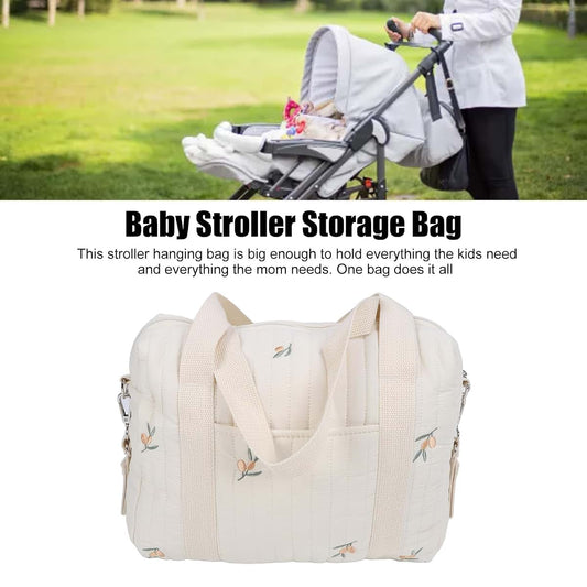 Fafeicy Baby Stroller Organizer with Pockets, Cotton Hanging Storage for Diaper Bag in Olive Green