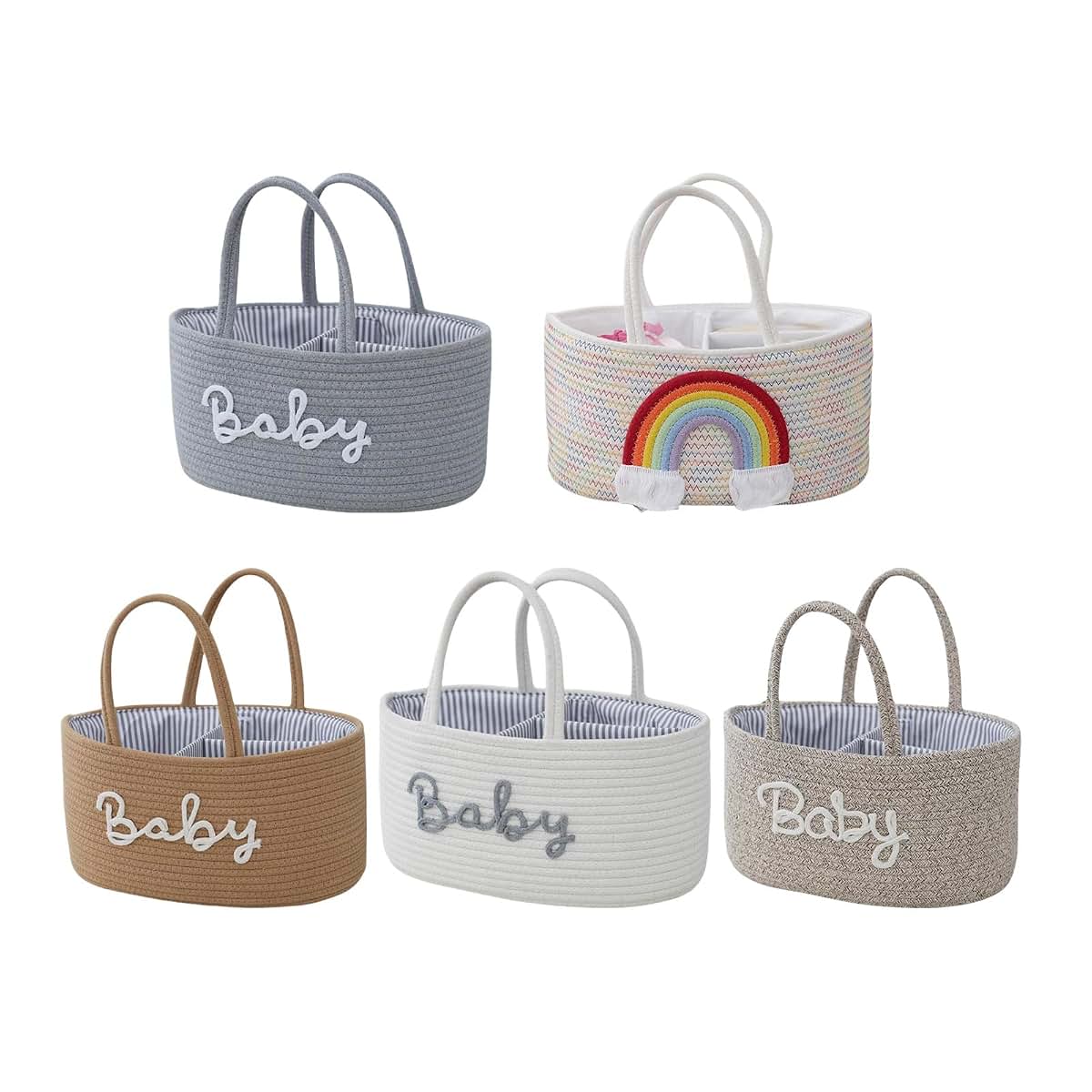 Weisuyuus Cotton Cloth Diaper Storage Basket With Compartments (photo 3)