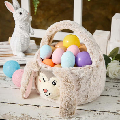 TRURENDI Easter Basket for Kids Cute Plush Easter Plush Basket Easter Plush Basket Egg Hunting Bags Easter Decorations