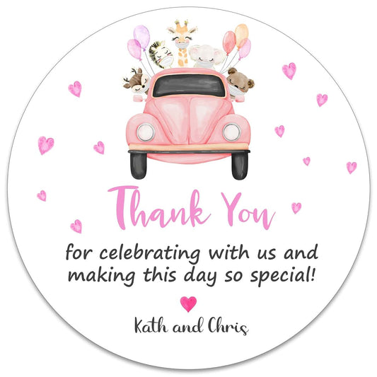 Glitter Owl Custom Baby Boy Stickers - Set of 36 Personalized Thank You Gifts, 2 Inch Round Labels for Drive by Blue