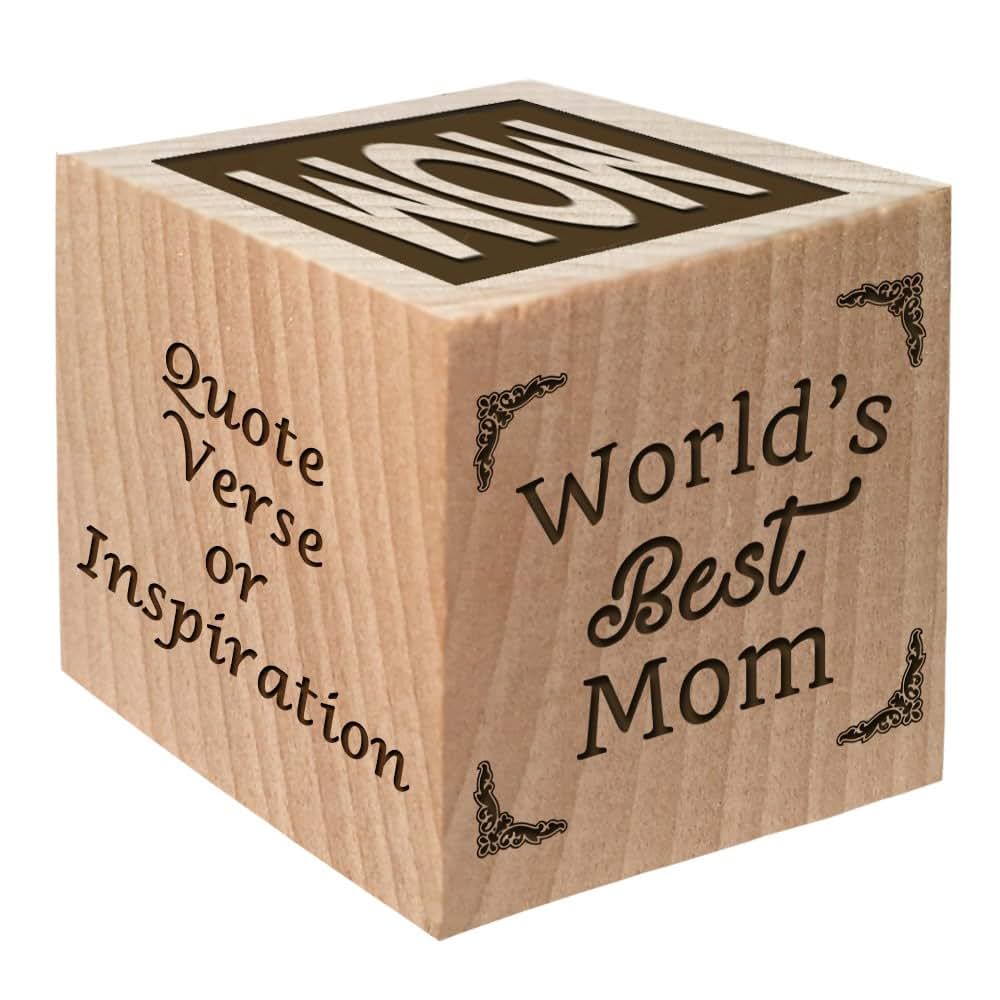 Glitzby Personalized Wooden Baby Block Custom Engraved Keepsake (photo 2)