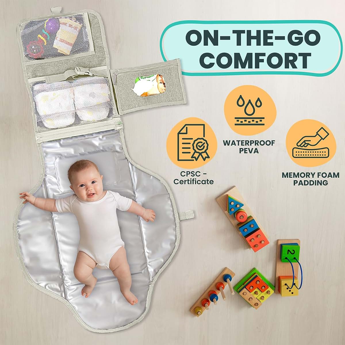 Portable Waterproof Changing Mat for Baby Travel Diaper Station