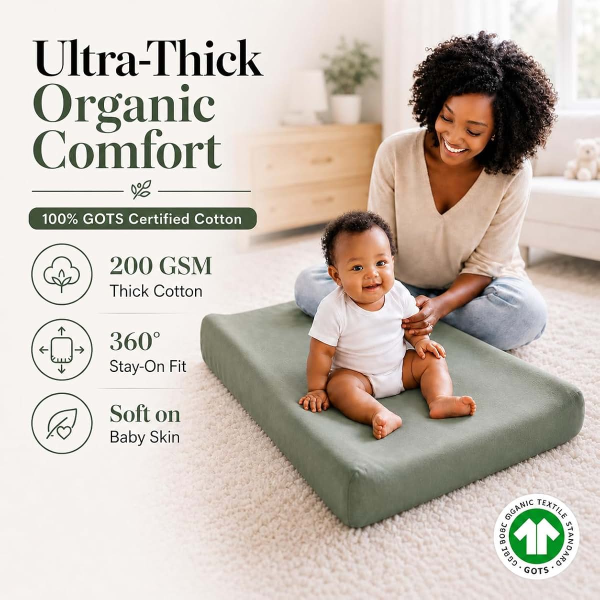 BabyOneStop Organic Combed Cotton Changing Pad Cover