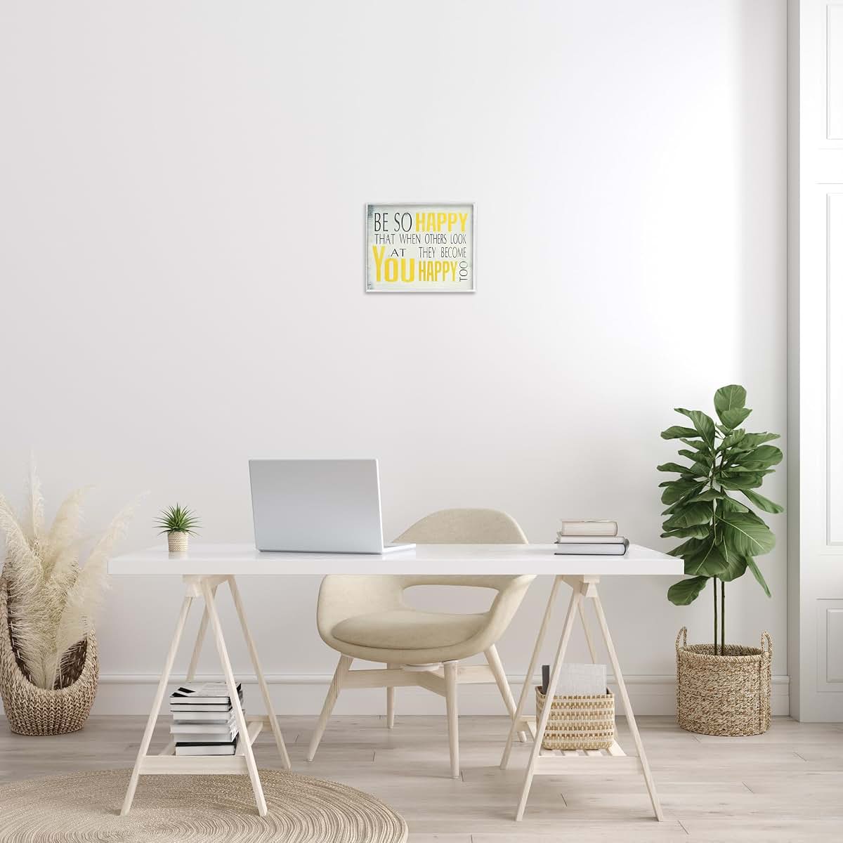 Stupell Industries Be So Happy Typography Framed Wall Art