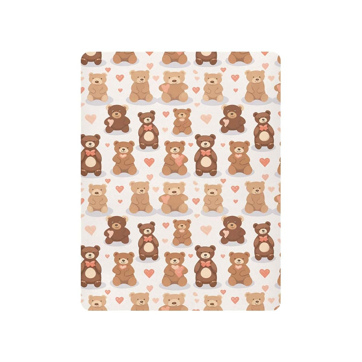CHSIN Fitted Crib Sheet Kawaii Teddy Bears Heart for Standard Crib & Toddler Mattress, 52x28x9