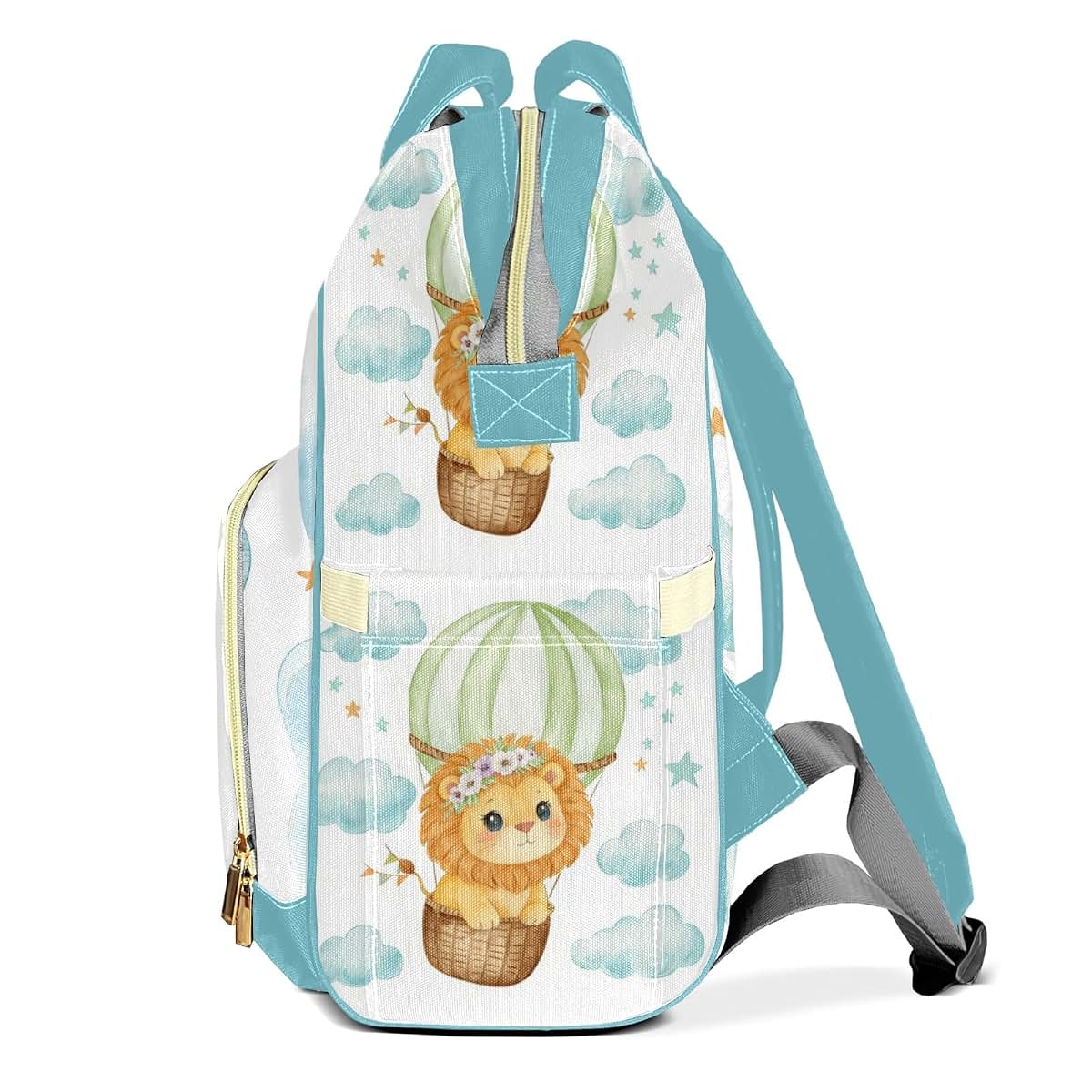 YallLocoMo Personalized Diaper Bag Backpack Watercolor Cartoon Cloud Lion (photo 3)