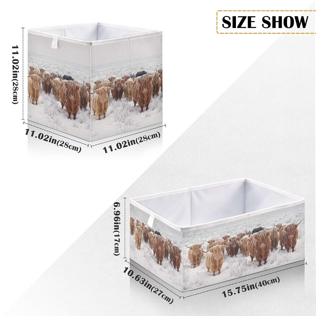 Linqin Scottish Highland Cow Print Storage Basket